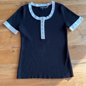 Karl Lagerfeld Short Sleeve Black and White Sweater